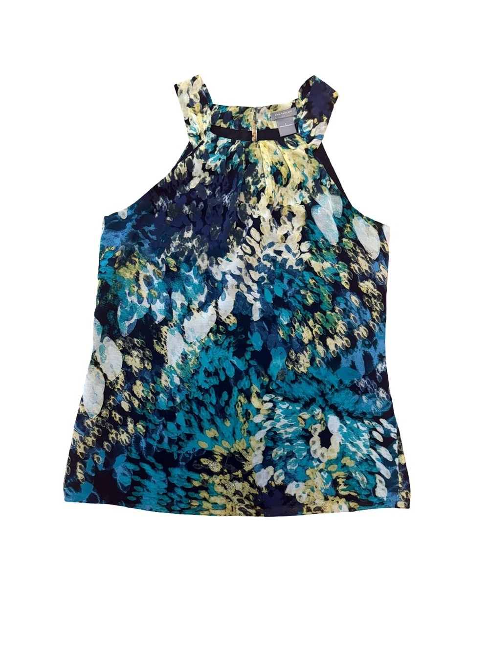 Anne Taylor Sleeveless Halter Top - Teal Multi Print